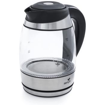 Bouilloire électrique en verre "Tea colors", Thermostat réglable, Noir/Inox, Eclairage LED, 1,8L, 2000W