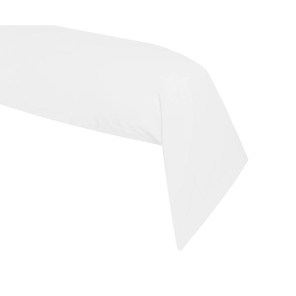 Taie de traversin unie, 45x185cm, Standard, Blanc, 100% Coton 57 fils, Oeko-Tex