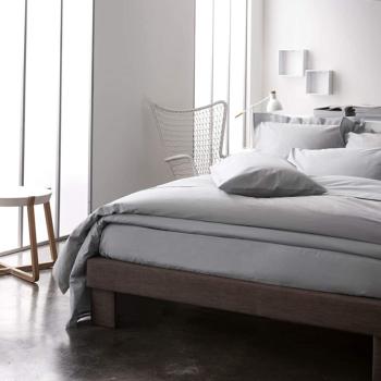 Housse de couette unie Gris clair/Zinc, 220x240cm, 2 personnes, 100% Coton 57 fils, Oeko-tex