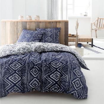 Housse de couette Paros, Blanc/Bleu, Gamme Cyclades, 240x260cm, 2 personnes, 100% Coton