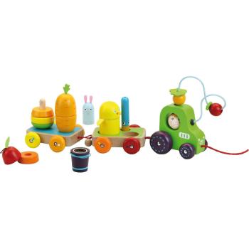 Tracteur multi-activités Jour de récolte, Jouet d'éveil en bois, 40x15x9,5cm