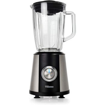 Blender mixeur, 1,5L, 3 niveaux, Inox/Noir, Soupes/Smoothies/Cocktails, Fonction glace pilée, 500W, 40cm, Antidérapant