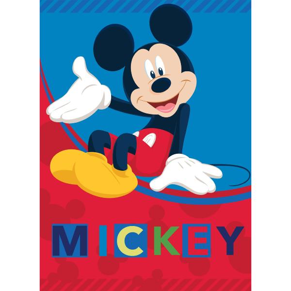 Plaid Polaire Disney Mickey , Bleu/rouge, 100x140cm, 100% Polyester