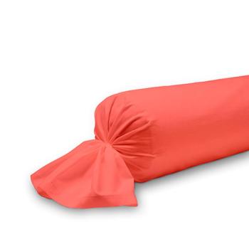 Taie de traversin unie, Corail, 45x185cm, 100% Coton