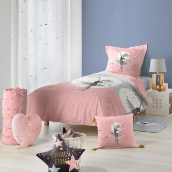 Housse de couette Danseuse toile, Rose/Gris, Enfant, 140x200cm, 1 personne, 100% Coton