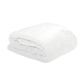 Couverture Moelleuse Doudou, Toucher tout doux, Blanc, 220x240cm, 100% Polyester