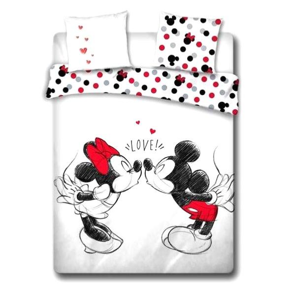 Housse de couette Mickey et Minnie in Love, Blanc, 220x240cm, 2 personnes, 100% Coton