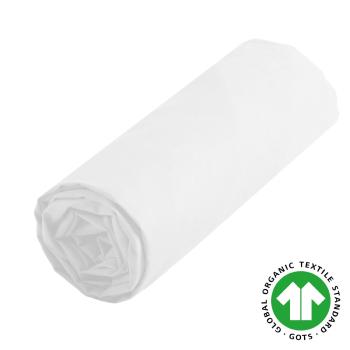 Drap housse uni 140x190cm, Bonnet de 30cm, 2 personnes, Blanc, Coton Bio, Oeko-Tex