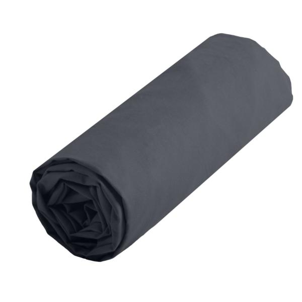 Drap housse uni 140x190cm, Bonnet de 25cm, 2 personnes, Couleur Anthracite, 100% Coton 57 fils, Oeko-Tex