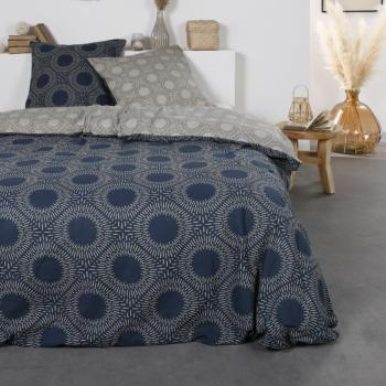 Housse de couette Vision, Thème Tendance, Réversible, Bleu/Marron, Adulte, 240x260cm, 2 personnes, 100% Coton Flanelle