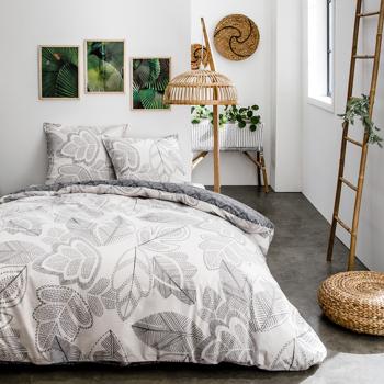 Housse de couette Nueva, Thème fleuri, Gris, Adulte, 220x240cm, 2 personnes, 100% Coton