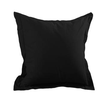 Taie d'oreiller unie, 65x65cm, A volant plat, Noir, 100% Coton 57 fils, Oeko-Tex