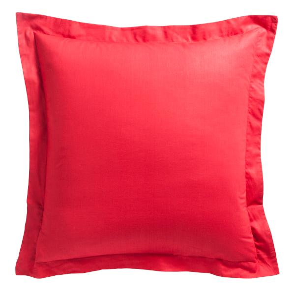 Taie d'oreiller unie, Rouge Pomme d'amour, 75x75cm, 100% Coton à volant plat