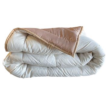 Couette Bicolore Tempérée, Blanc/Marron, 300gr/m², 140x200cm, 1 personne, 100% Microfibre