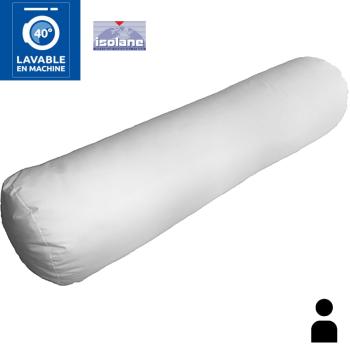 Polochon Basic Rond Blanc, 800gr/m², Ferme, Enveloppe polycoton, 90cm