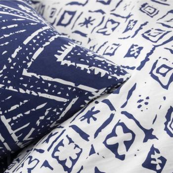 Housse de couette Paros, Blanc/Bleu, Gamme Cyclades, 240x260cm, 2 personnes, 100% Coton