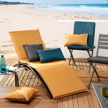 Coussin pour bain de soleil, Ultra résistant, déhoussable, Jaune, 64x190cm, 100% étanche