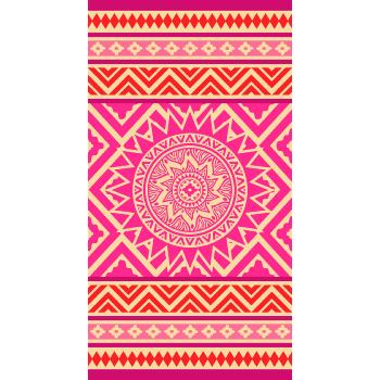 Drap de plage/Bain, Mancora Mandala, Rose/Multicolore, 86x160cm, 100% Coton, Haute qualité