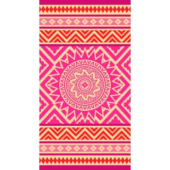 Drap de plage/Bain, Mancora Mandala, Rose/Multicolore, 86x160cm, 100% Coton, Haute qualité