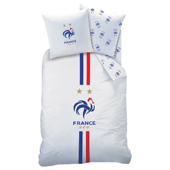 Housse de couette FFF Classic Chic, équipe de France, Blanc, 140x200cm, 1 personne, 100% Coton