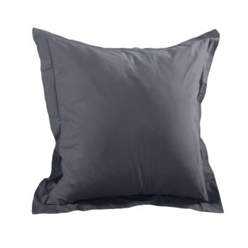 Taie d'oreiller unie, 65x65cm, A volant plat, Couleur Anthracite, 100% Coton 57 fils, Oeko-Tex