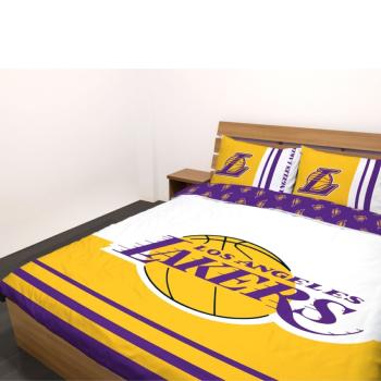 Housse de couette Basket Lakers Los Angeles, Violet/Jaune, 200x200cm, 100% Coton