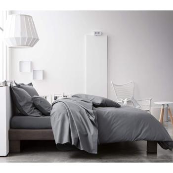 Housse de couette unie Gris Canon de Fusil, 140x200cm, 1 personne, 100% Coton 57 fils, Oeko-tex