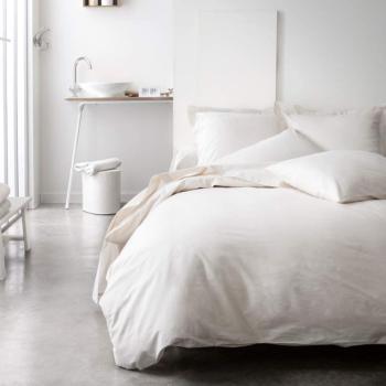 Housse de couette unie Ivoire, 220x240cm, 2 personnes, 100% Coton 57 fils, Oeko-tex