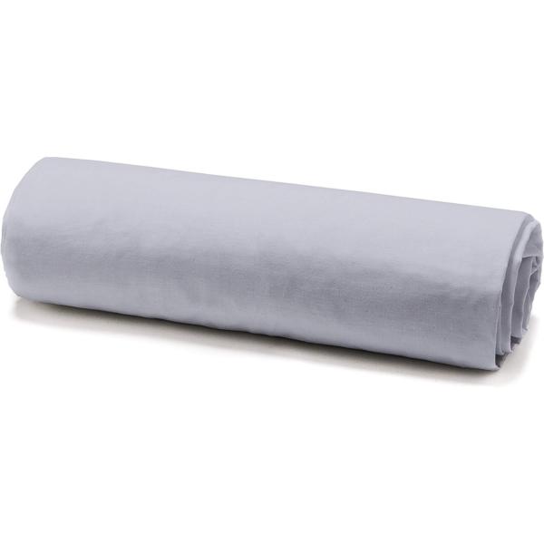 Drap housse Percale, Gris clair/Zinc, 160x200cm, Coton 78 fils - Bonnet de 25cm