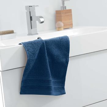 Serviette invit 30x50cm Unie Bleu Nuit, 100% coton