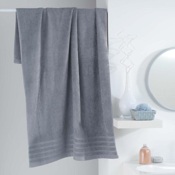 Drap de Bain 90x150cm Uni Gris clair, 100% coton