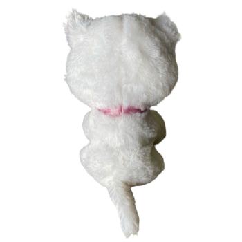 Peluche petit chat, Blanc/Rose, 25cm, Toucher tout doux, 100% polyester