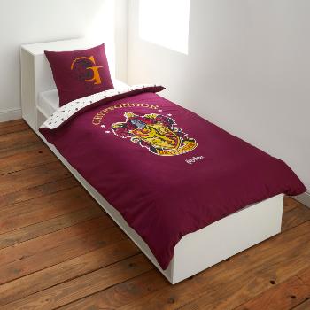 Housse de couette Harry Potter Gryffondor, Bordeaux, 140x200cm, 1 personne, 100% Coton