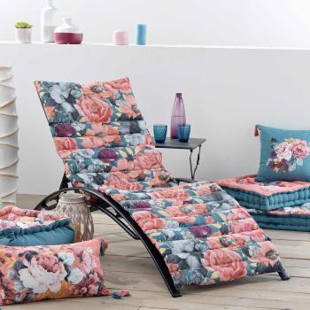 Coussin Matelassé pour Bain de soleil, Rosalita, Thème floral, Multicolore, 60x180cm, 100% Coton Oeko-Tex