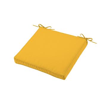 Galette de chaise déhoussable, Jaune moutarde, 40x40cm, 100% Microfibre, Attache à lacets