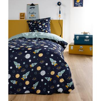 Housse de couette Universe, Bleu, Enfant, 140x200cm, 1 personne, 100% Coton, Oeko-Tex