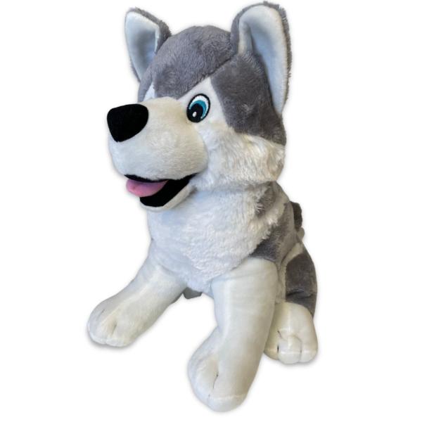 Peluche Chien Husky, Extra doux, Gris/Blanc, Position assise, 40 x 28 x 38 cm (hxLxl), Polyester
