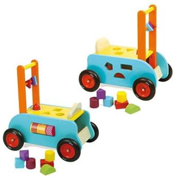 Chariot de marche en bois, 3 en 1 : Chariot, porteur et table multi-activités