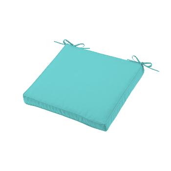 Galette de chaise déhoussable, Lagon/Bleu ciel, 40x40cm, 100% Microfibre, Attache à lacets