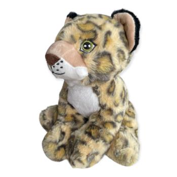 Peluche Gaspard le Lopard, Marron/Roux, 23cm, Position assise, Toucher agrable et tout doux, 100% polyester 