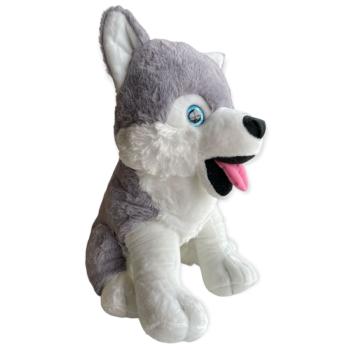 Peluche Rudy le Husky, Gris clair, 52cm, Position assise, Toucher agréable et tout doux, 100% polyester, Peluche XL