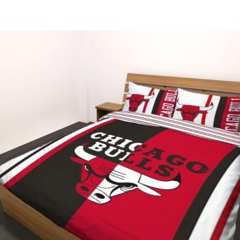 Housse de couette Basket Chicago Bulls, Rouge/Noir, 200x200cm, 100% Coton Oeko-Tex