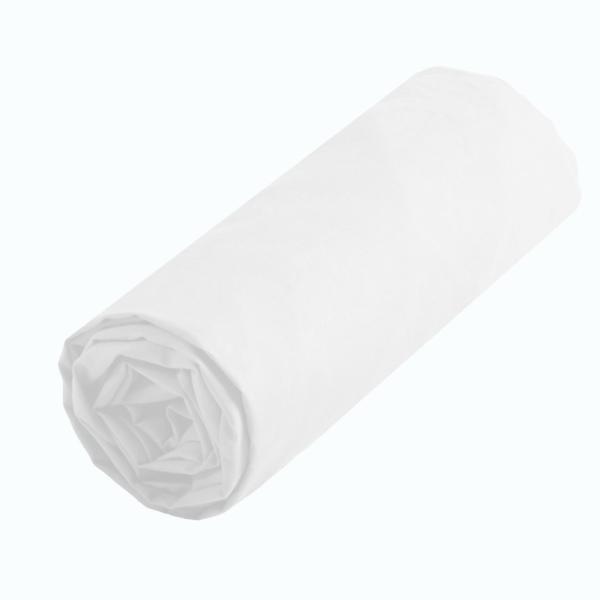 Drap housse uni 140x190cm, Bonnet de 25cm, 2 personnes, Blanc, 100% Coton 57 fils, Oeko-Tex