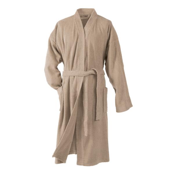 Peignoir de bain en éponge, Col Kimono, Taupe, Taille unique, Adulte, 100% Coton