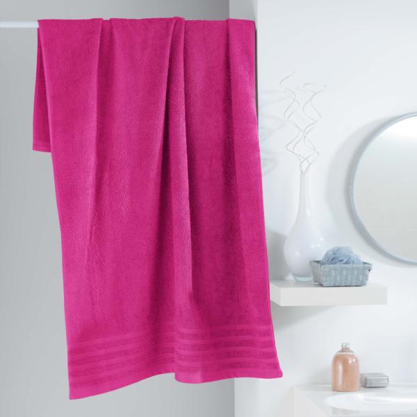 Drap de Bain 90x150cm Uni Rose Fuchsia, 100% coton