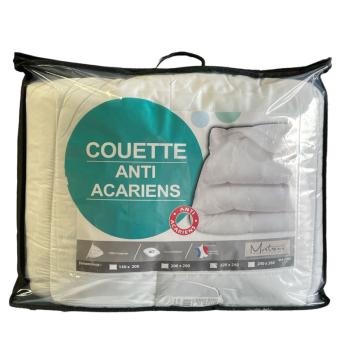 Couette Anti-acarien, Légère et Tempérée, Blanche, 350gr/m², 220x240cm, 2 personnes, 100% Microfibre