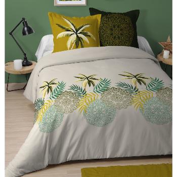 Housse de couette Greenmood, Gris/Vert, Adulte, 240x260cm, 2 personnes, 100% Coton