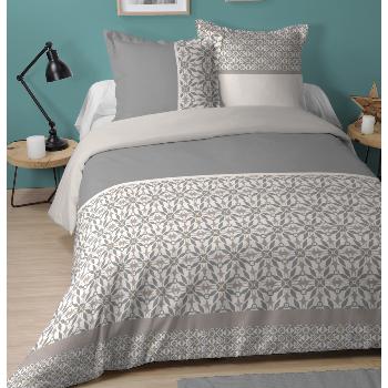 Housse de couette Whitty, Gris, 250x200cm + 2 taies d'oreiller 50x80cm, 100% Coton (Italie)