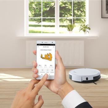 Robot aspirateur et laveur intelligent, connecté en Wi-Fi, Blanc, Autonomie de 120mn, Application en français