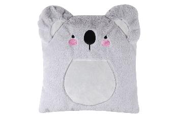 Coussin Enfant Nikola le Koala, Ultra doux, 40x40cm, Gris, 100% Polyester